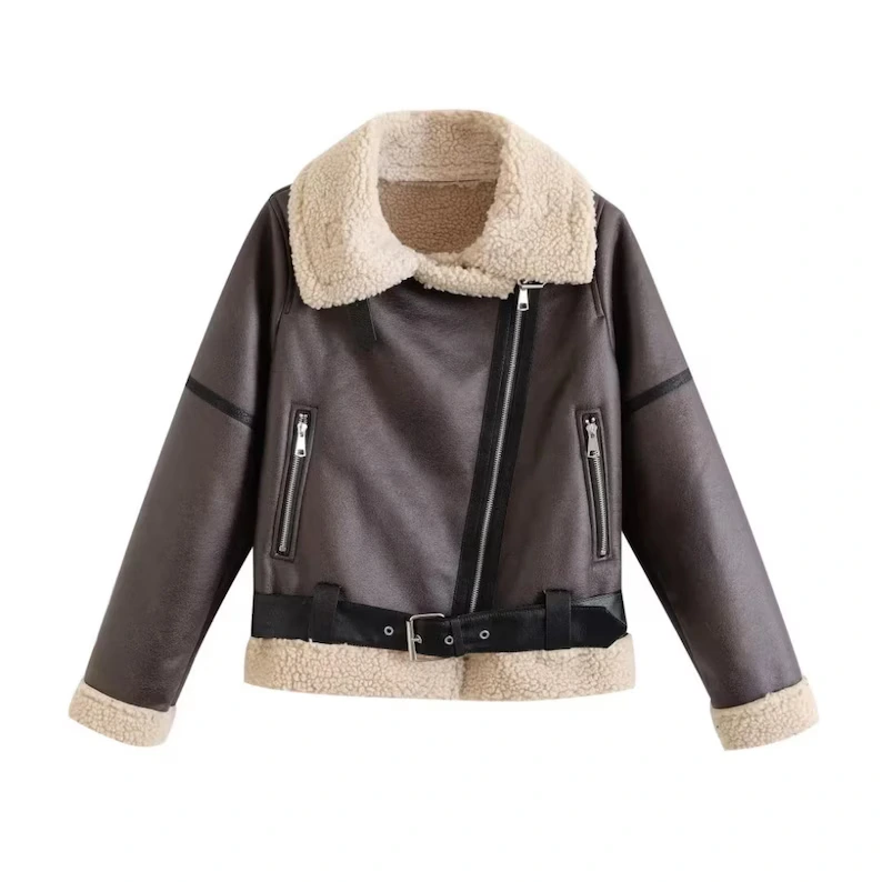 B3 RAF Brown Women’s Shearling Bomber Leather Jacket — image 4