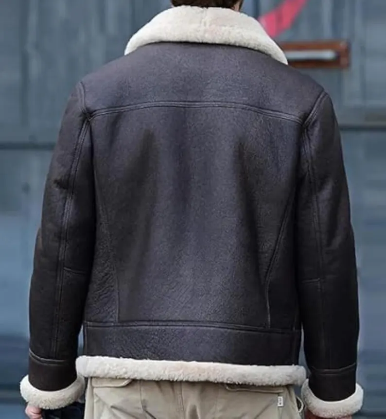 B3 RAF Black Men’s Shearling Bomber Leather Jacket — image 2