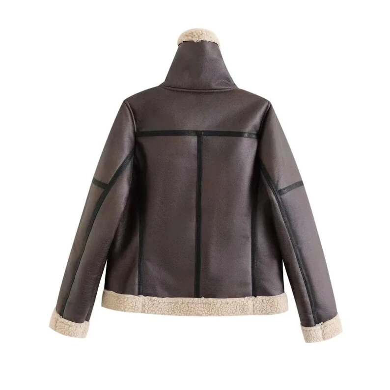 B3 RAF Brown Women’s Shearling Bomber Leather Jacket — image 3