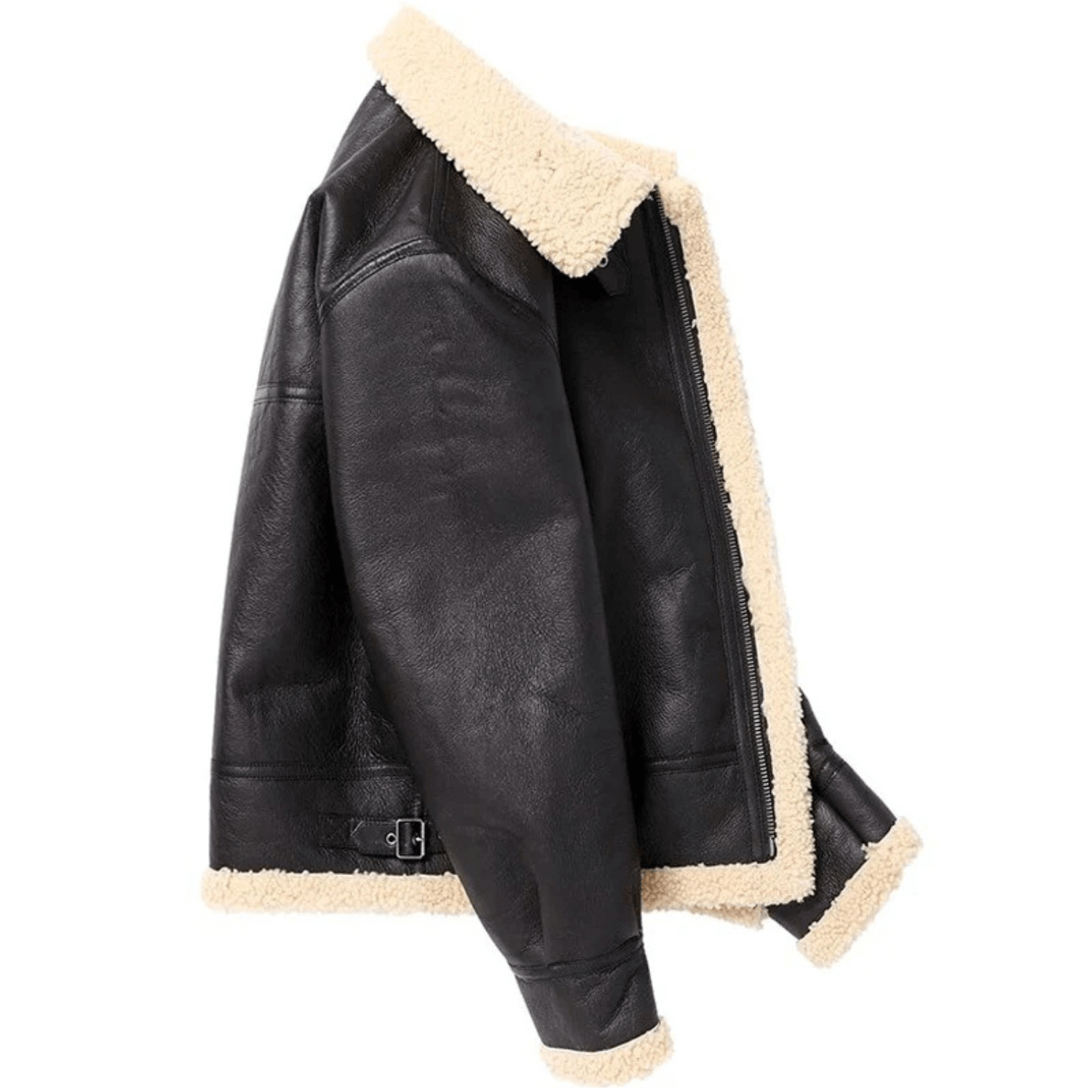 B3 RAF Black Men’s Bomber Aviator Shearling Leather Jacket — image 4