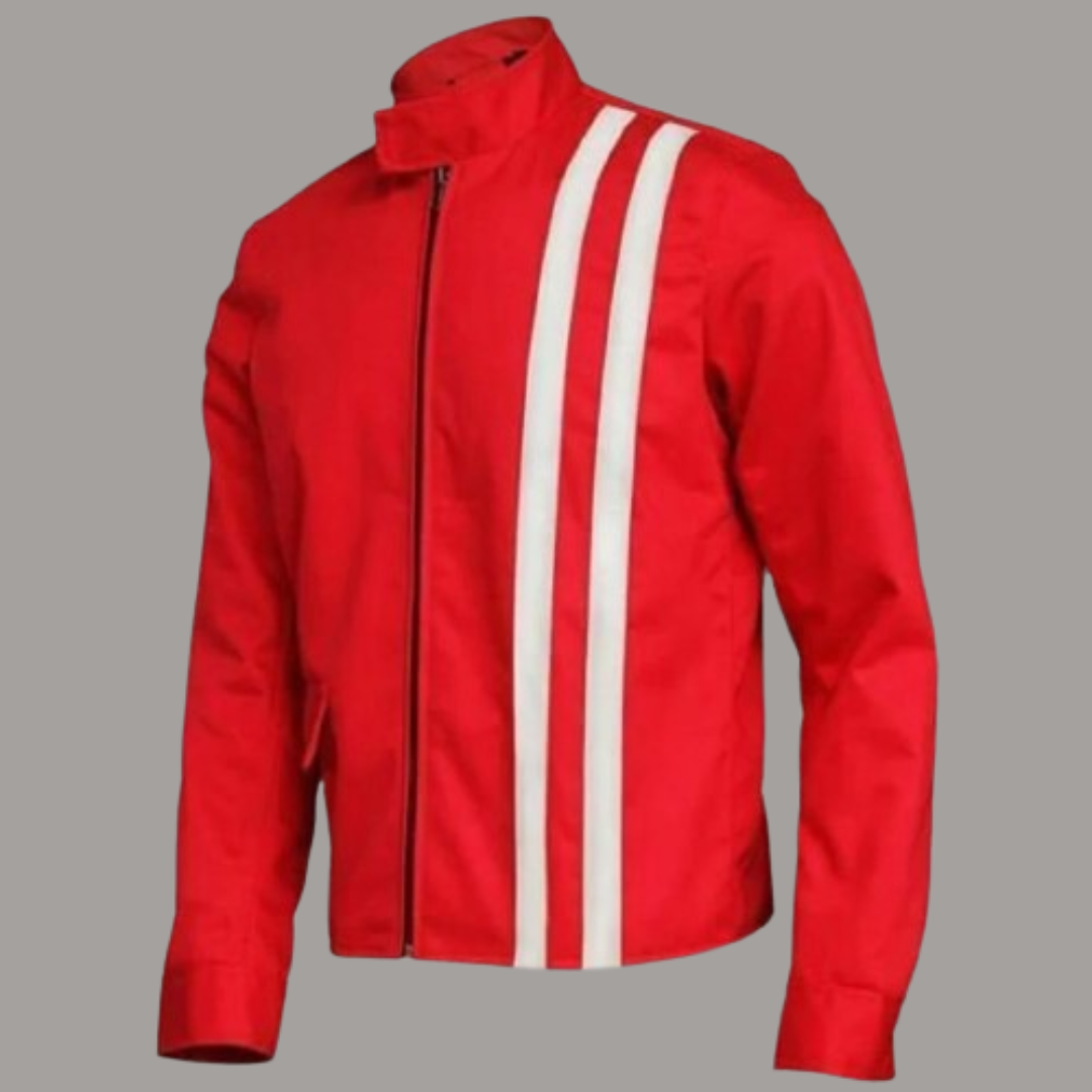 Men’s Elvis Presley Speedway Jacket Handcrafted Slim Fit Cotton White Stripes Jacket